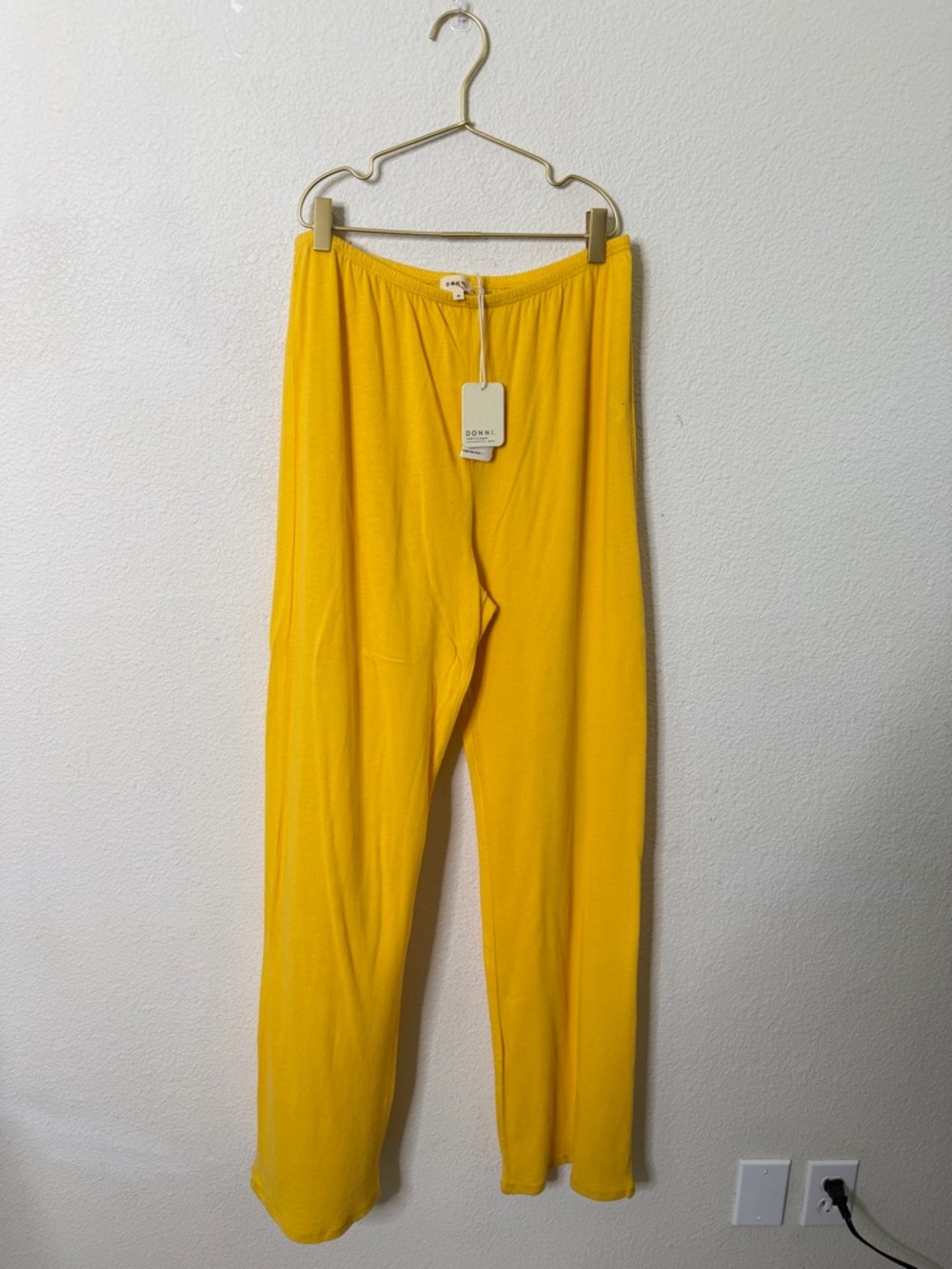 NWT Donni The Simple Jersey Pant Hemp Cotton Mustard Yellow Womens Size M - Picture 2 of 6